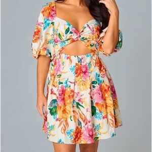 BuddyLove | RIZZY CUTOUT SHORT DRESS - GLADIOLA. Floral dress
